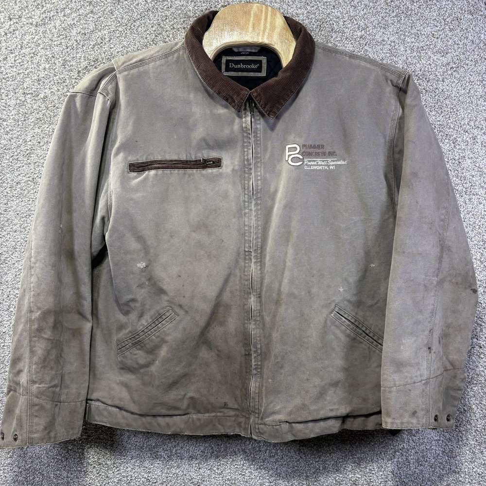 Vintage Dunbrooke Jacket Mens XL Brown Canvas Detroit Style‎ Bomber Workwear